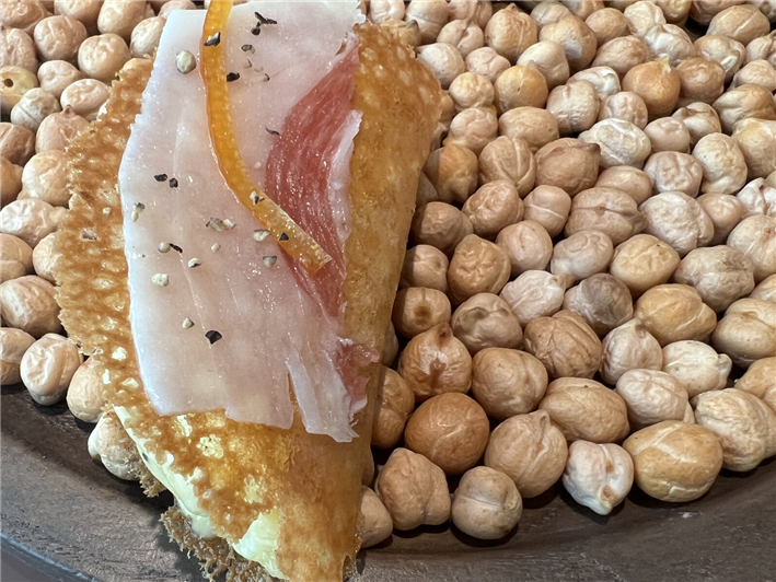 lardo with crisp blini
